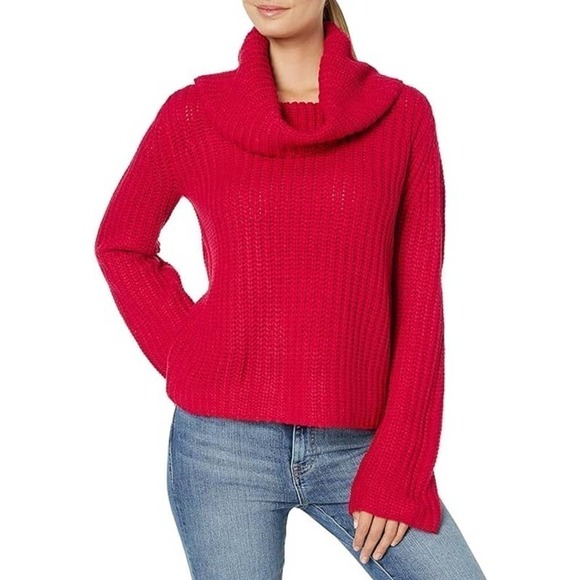 BB Dakota Love Actually Red Cowl Neck Knit Sweater Woman's Size Large Chunky - Picture 14 of 15